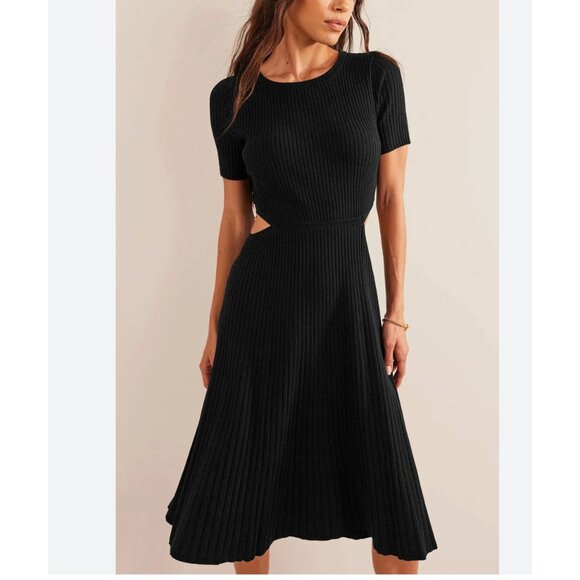 Boden Womens Midi Cut Out sweater Dress UK 10 US 6 Black Ribbed D0545 NWT - Picture 1 of 14